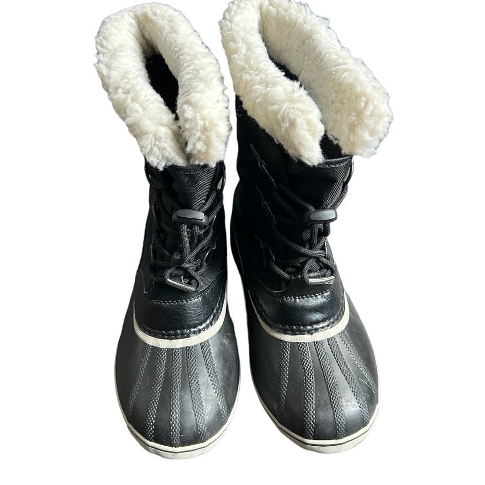 SOREL Waterproof Black Nylon and Rubber Duck Bill Toe Winter Boots US 6.